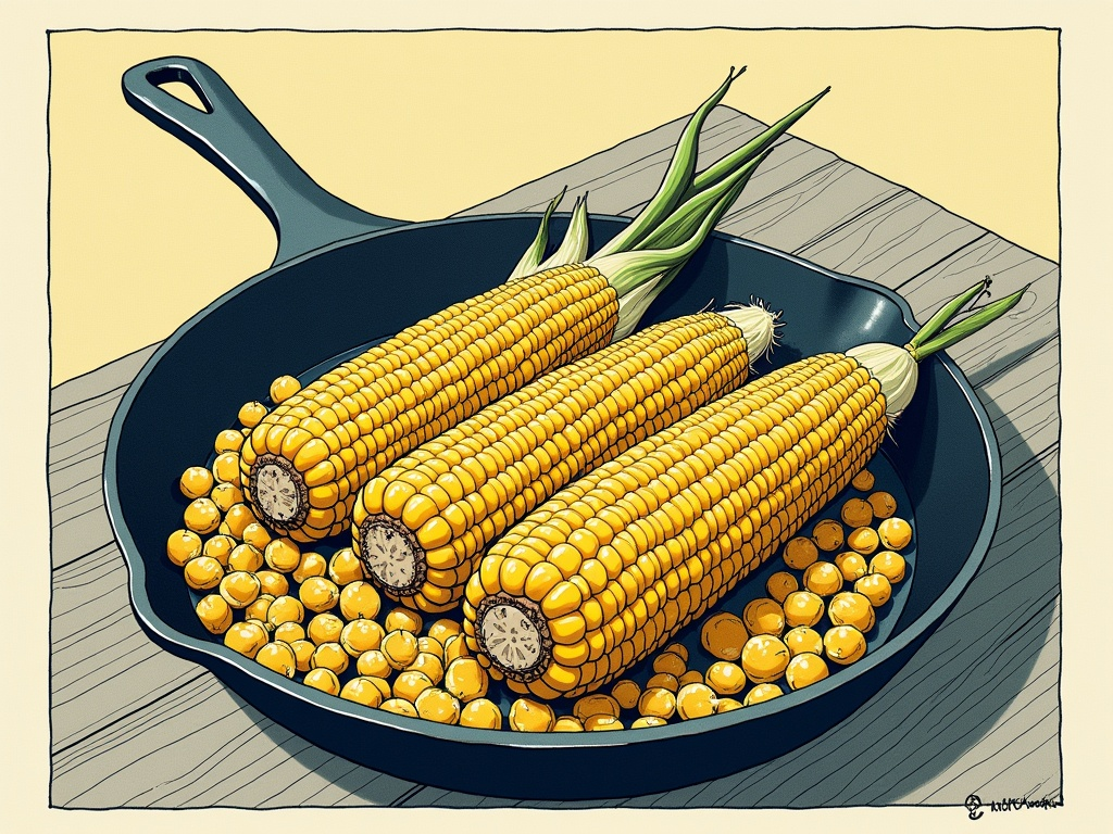 Illustration for "Brookings: Sweet Corn and Kielbasa Skillet"