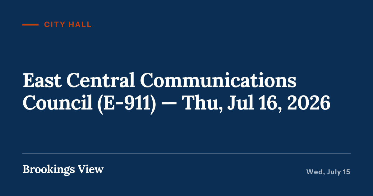 Illustration for “East Central Communications Council (E-911) — Thu, Jul 16, 2026”