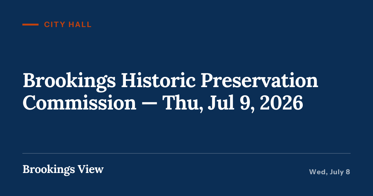 Illustration for “Brookings Historic Preservation Commission — Thu, Jul 9, 2026”